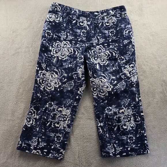 Chaps Denim Womens Capri Jeans Size 10 Floral Batik Indigo Blue Boho Chic Casual - Picture 10 of 11